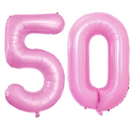 GOER Number 50 Balloons for 50th Birthday Party Decorations,42 Inch Jumbo Foil Helium Balloons for 50th Anniversary (Light Pink)