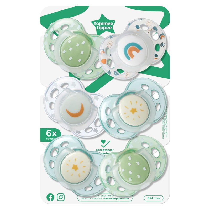 Tommee Tippee Night Time Pacifier, 18-36 Months, Symmetrical Silicone Baglet,
