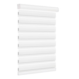 Changshade Zebra Blinds for Windows Sliding Glass Door Cordless Custom Size, Zebra Roller Shades with Valance Light Filtering, Easy Install Dual Layer Fabric for Bedroom, Bathroom, Kitchen, White