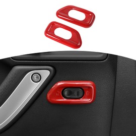 RT-TCZ for Jeep JK Door Lock Switch Cover Trim Bezel Red for Jeep Wrangler JK JKU 2011-2017 Red Interior Accessories 2pcs
