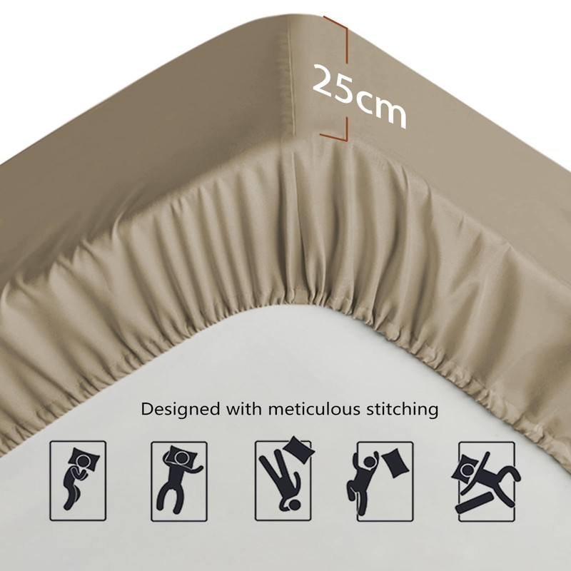 wyewye Fitted Sheet 140 x 200 x 25 cm, Microfibre