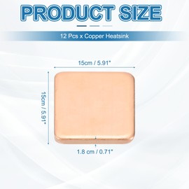PATIKIL Copper Heatsink Pad Shims, 12 Pcs 15x15x1.8mm Copper Pad Shim IC Chipset GPU CPU Thermal Heatsink for Cooling Laptop Desktop Computer