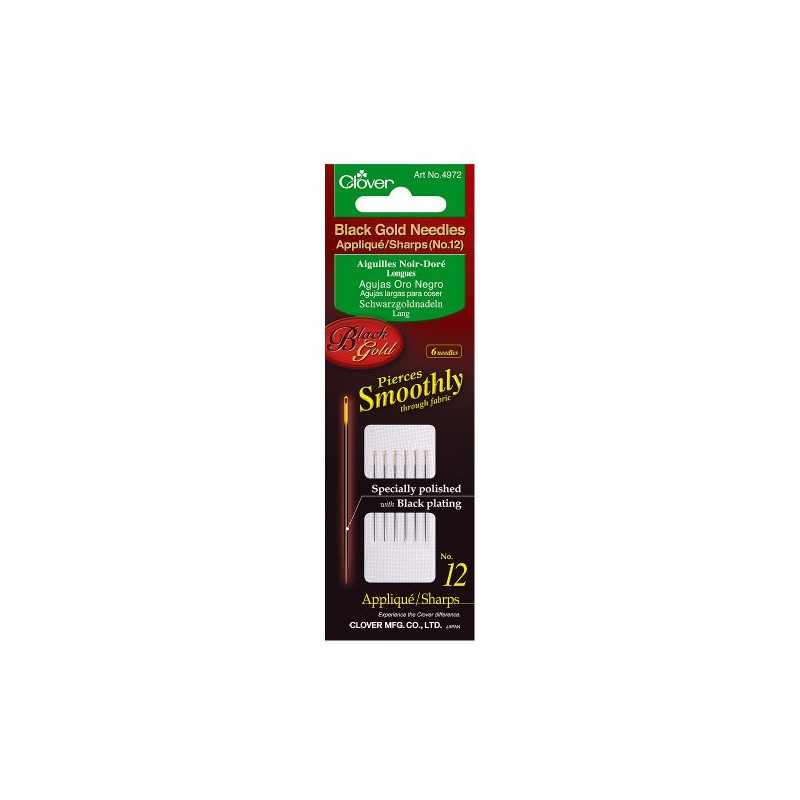 Clover Agujas, Apliques/Punzantes No.12, Negro/Oro