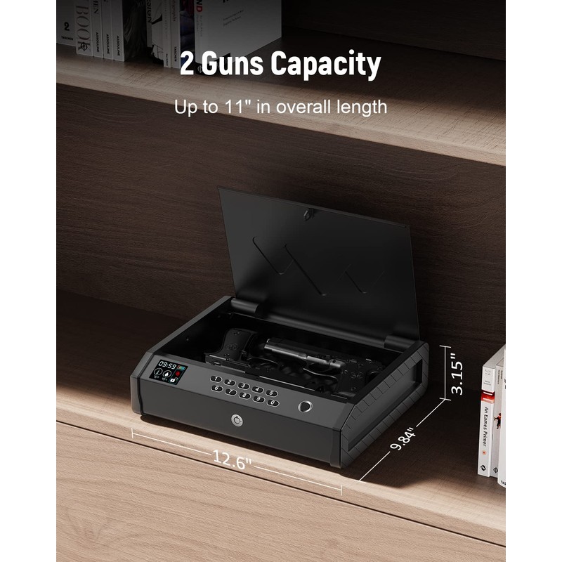 HOLEWOR Gun Safe, Biometric Safes for Pistols with LCD Display