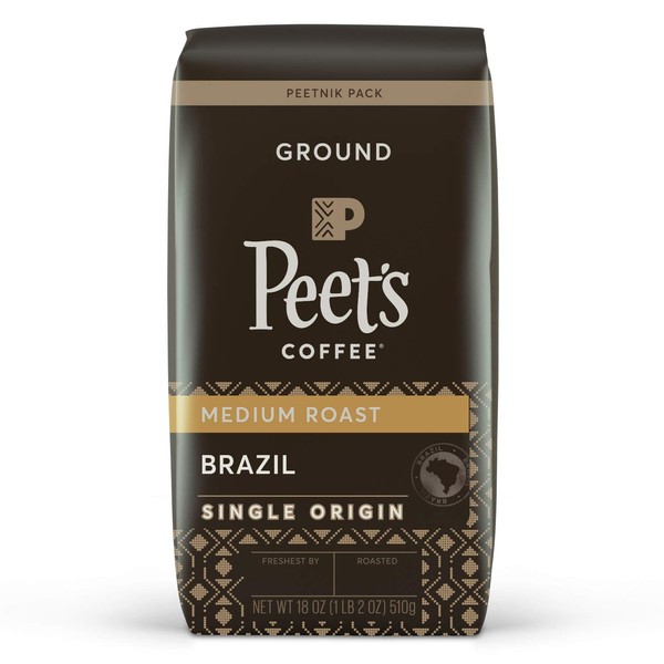 Peet's Coffee Single Origin Brazil, Medium Roast Ground Coffee, 18 Ounce