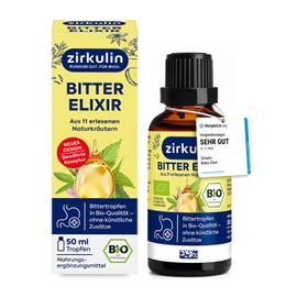 Zirkulin Bitter Elixir - Organic Bitter Drops 50 ml - Bitter Substances from 11 Exquisite Herbs 4-8:1 Extract - Hildegard von Bingen - Vegan, Sugar-Free - Range 1,800 Drops
