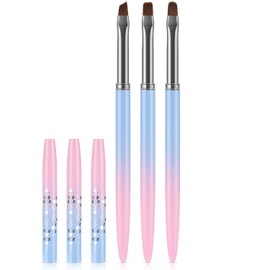 JASSINS Nail Art Clean Up Brushes, 3 Pcs Flat/Oval/Fine Angled Gel Nail Brushes,For Nail Art Design Painting DIY and Cleaning Polish Mistake on the Cuticles (Color)