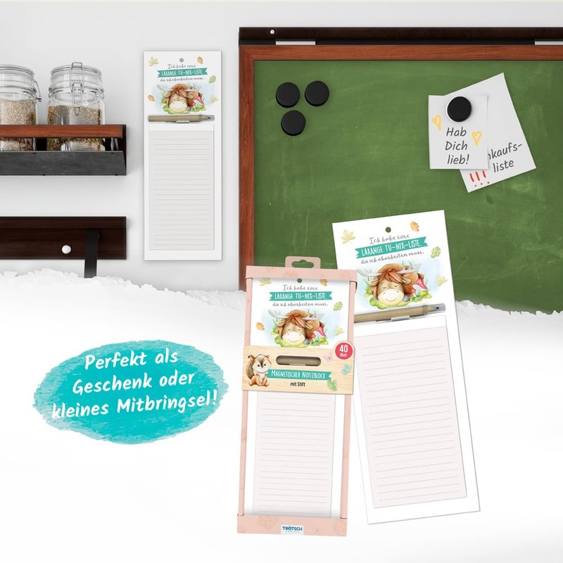 Trötsch Notizblock mit Stift und Magnet Waldfreunde: Notizblock Geschenk Geschenkidee