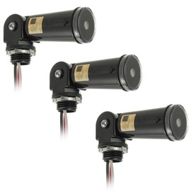 JAMHER 3 Pack 120-277V AC Photocell Light Sensor Light Control Sensor Button Switch IP65 Dusk to Dawn Sensor for Outdoor Lighting Photoelectric Switch with Automatic Illumination Detection Circuit