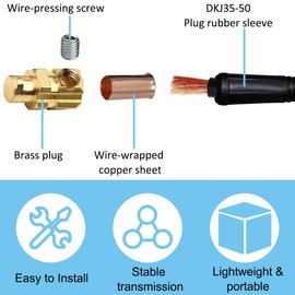 EATBALE DKJ35-50 315Amp Connector-Plug Replacement Parts for TIG Welding Cable Panel Connector Socket Quick Fitting for DINSE-Style Universal Copper Rubber Plug Socket Accessories Kit