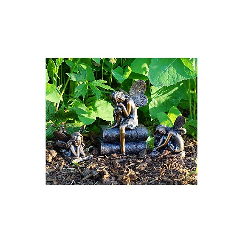 Top Collection 4386 Miniature Garden & Terrarium Fairy Reading Statue,