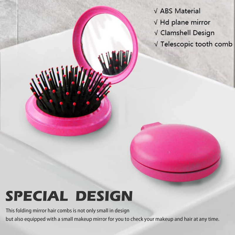 1st Choice Travel Folding Hair Brush Mirror Pocket Purse Car