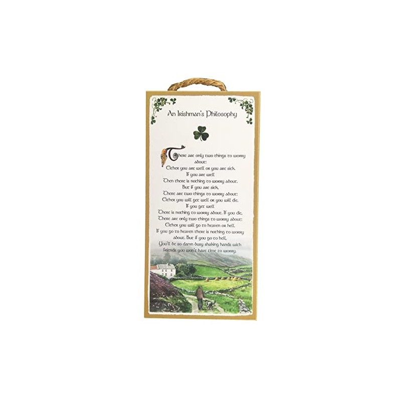 Irishman's Philosophy - Irish Saying - 5x10 Inch Hanging Wooden