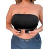 WDIRARA Women's Plus Size Solid Button Front Bandeau Bra Strapless