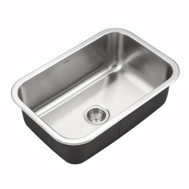 Houzer Medallion Designer 27 inch Stainless Steel Undermount Single D Bowl Kitchen Sink with Strainer- MS-2700-1