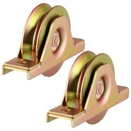 Skelang 3 inches Sliding Gate Wheels, Zinc Finished V Groove Caster with Bracket, Heavy Duty Internal Gate Wheels for Sliding Gate Steel Frame, Gate Track Bottom Rail, V-Type Angle Iron, Pack of 2