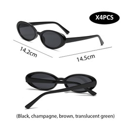 HDGSAFD 4 Pairs Sunglasses, Oval Retro Sunglasses, Small Frame Glasses, Outdoor Sunglasses, Aesthetic Sunglasses, Sunglasses Accessories, Party Photo Props, black