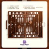 Backgammon Board Game, Deluxe Leather Like Case, Felt Interior, Brown,