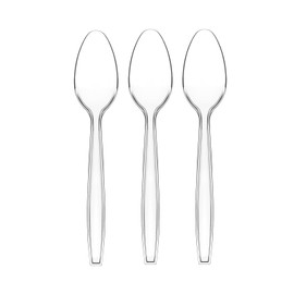 50 Pcs Clear Plastic Spoons, Disposable Spoons, Solid and Durable Disposable Spoons Heavy Duty Bulk, BPA-Free, Heat Resistant, for Parties, Picnics, Event, Daily Use