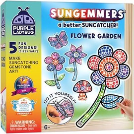 SUNGEMMERS Window Art Suncatcher Kits for Kids Crafts Ages 4-8 - Arts & Crafts for Girls Ages 8-12 4-6 6-8 Girls & Boys, Fun Girls Toys Age 6-8 & Up - Christmas & Birthday Gifts for 6 Year Old Girls - size: Flower Garden