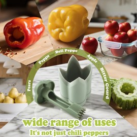 FANTEXY 2-in-1 Pepper Corer Set - Jalapeno Chili Seed Remover and Bell Pepper Corer Quickly Cutter Deseeding Tool,for Vegetables and Fruit,Kitchen and Camping Gadget