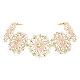 Aheli Gold Plated Kundan Studded Choker Necklace Stud Earrings & Maang Tikka Ethnic Fashion Jewellery Set Gift for Women