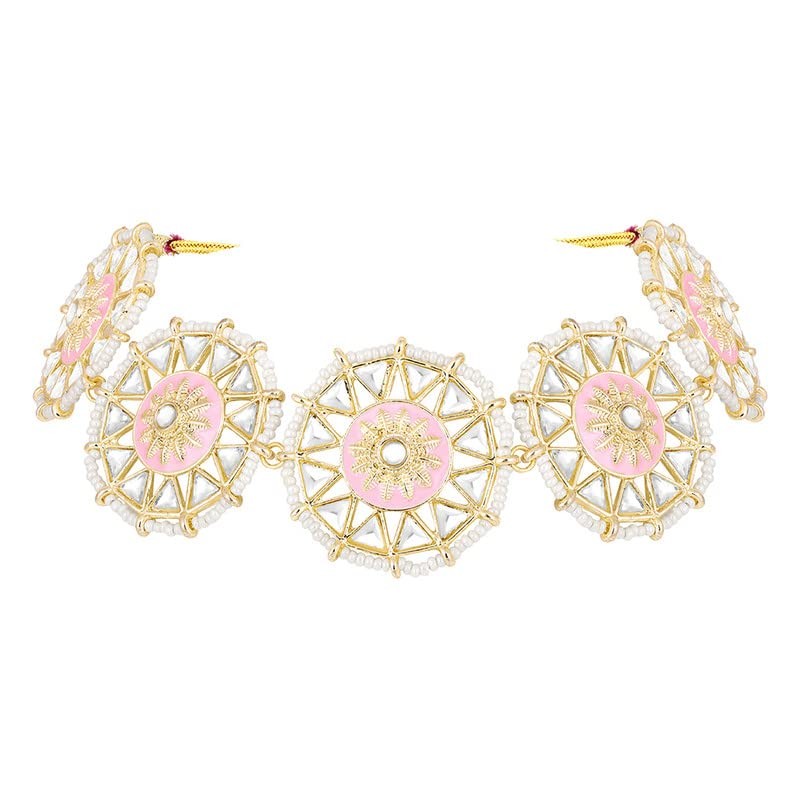 Aheli Gold Plated Kundan Studded Choker Necklace Stud Earrings &