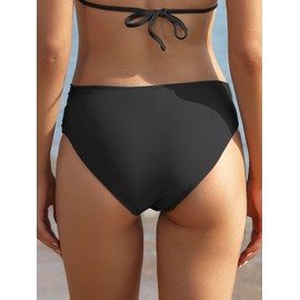 SHEKINI Bañador de Bikini para Mujer con Parte Inferior Torcida en la Parte Delantera(Negro - D,S)