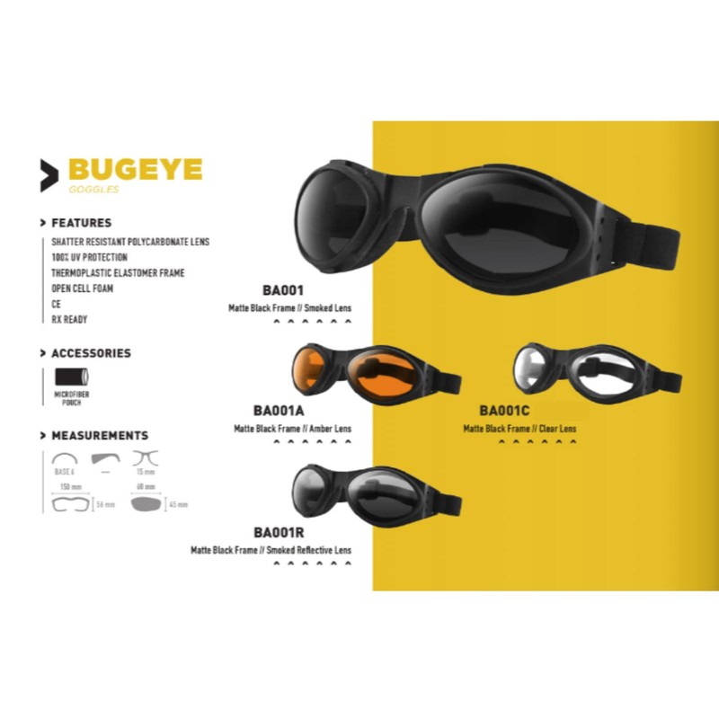 Bobster ® Bugeye, Matte Black Frame, Smoked Lens