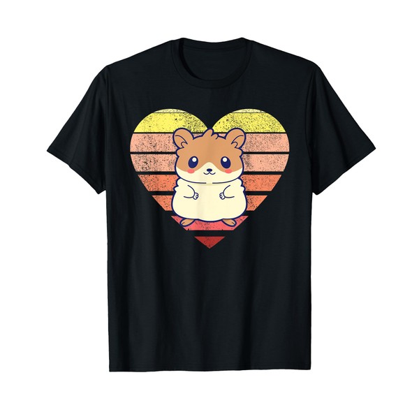 Cute Hamster Design Retro Heart Shape Vintage T-Shirt