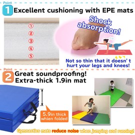 KaRaDaStyle Gymnastics Mat 3-Folding Stretch Mats 71"x31"x2" Exercise Muscle Training Children Play Horizontal Bar Mat Yoga Sports Soundproof Home Use (Orange/3-fold)