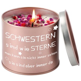 PRSTENLY Schwester Geschenk, Stumpenkerzen Mit Spruch, Geschenke für Schwestern Ostern Geburtstag Hochzeitstag Weihnachten, Geburtstagsgeschenk für Große Schwester, 9OZ