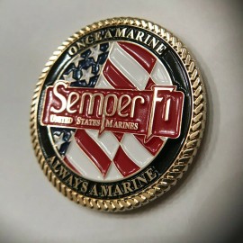USMC ONCE A MARINE  ALWAYS A MARINE CHALLENGE COIN HONOR COURAGE COMMITMENT