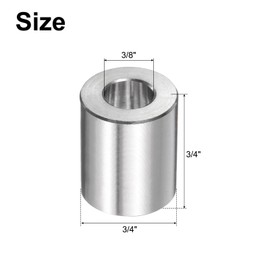 uxcell 25pcs Stainless Steel Spacer 3/8" Bore x 3/4" OD x 3/4" Length Screw Bushing Plain Finish Round Metal Spacer for M10 Screws Bolts and Rods