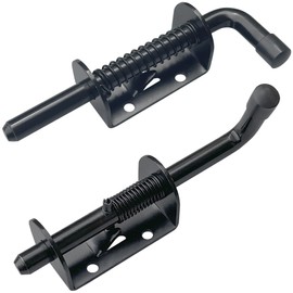 2 PCS Heavy Duty Spring Bolt Latches Black Spring Gate Latch,Spring Loaded Door Latch