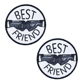 Pack of 2 "Best Friend" Fun Patch Tactical Friends Embroidery Patch with Closure for Clothing Bags Backpack Uniform Vest Dog Harness Military Tactical Biker Moto Decorations