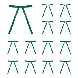 MECCANIXITY 100 Pcs 5x7" Twist Tie Bows Satin Ribbon Bows Wrapping Bows for Craft DIY Sewing Wedding Decor Birthday Party Treat Bags Deep Green