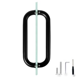 8" Center-to-Center Shower Glass Door Handle 25mm Diameter Office Glass Door Handle Wood Door Handle Fits 1/4" to 1/2" Glass and 1" to 2-3/5" Wood Door Thickness SUS304 (Matte Black)