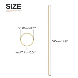 DTGN 5mmx1mmx300mm(ADxWand TxL) Messing Rohr - 1Pack - Gut für Maschinen Ausrüstung Selbstbau Dekorative Rahmen - Runde Metall Schläuche