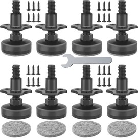 Anwenk Adjustable Leveling Feet Furniture Levelers Table Feet Heavy Duty Leg Levelers for Cabinets Sofa Tables Chairs,Support 1320LBs, T-Nut Kit 3/8”-16 Thread, Large Base- 8 Pack, Black