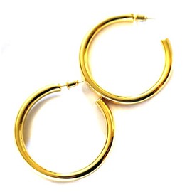 Gold Hoop Earrings Gold Plated Round Hoop Earrings 2 inch Pierced