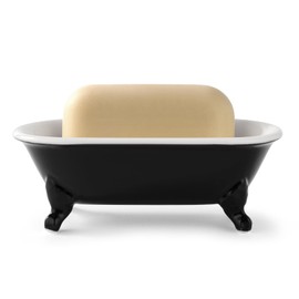 NEWHENGS 6.5" Ceramic Mini Decorative Clawfoot Bathtub Bar Soap Dish, Kitchen Sponge Holder and Shower Tray for Bathroom, 1 Pack(Black)