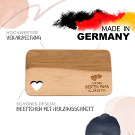 Spruchreif Premium Quality 100% Emotional Wooden Breakfast Board with Engraving - Bread Board with Heart Cut-Out - Gift for Mum, Dad, Grandma, Granddad - Father's Day