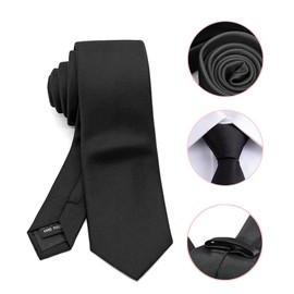 SHUBEIEUMI Mens Ties, Classic Slim Tie for Men, Office or Festive Events, Black-6 cm