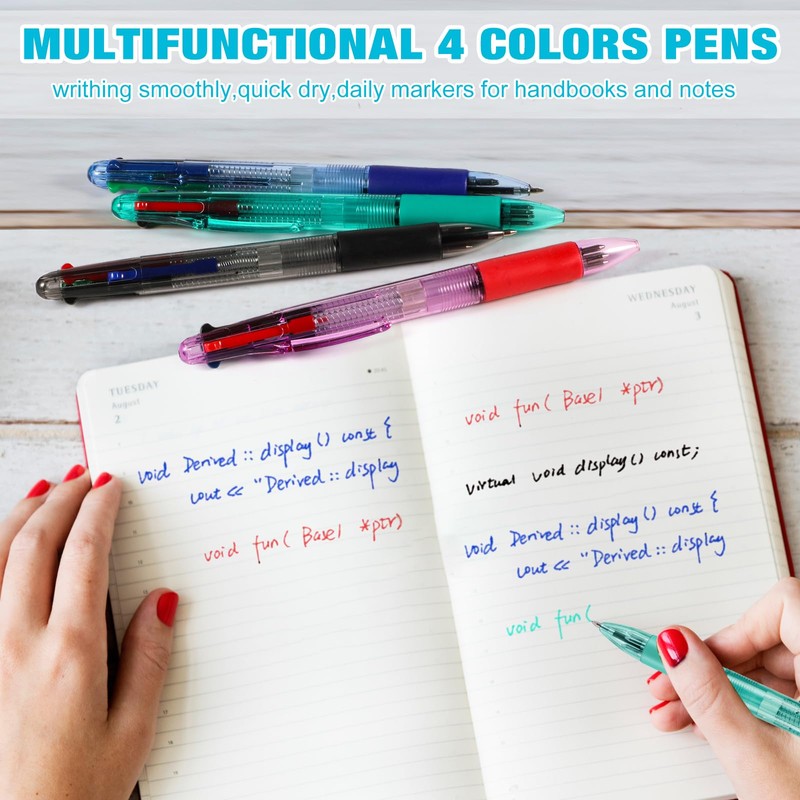 4 Peices Basic MultiColor Pen in One 4-Color Retractable Ballpoint