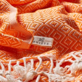 Tuiste Sauna Towel Orange - Grey Pack of 2, Sauna Kilt for Men and Women, Beach Towel, Sauna Towel, Picnic Blanket, 100% Cotton Hammam Towels, Beach Towels, XXL Bath Towel 100 x 180 cm