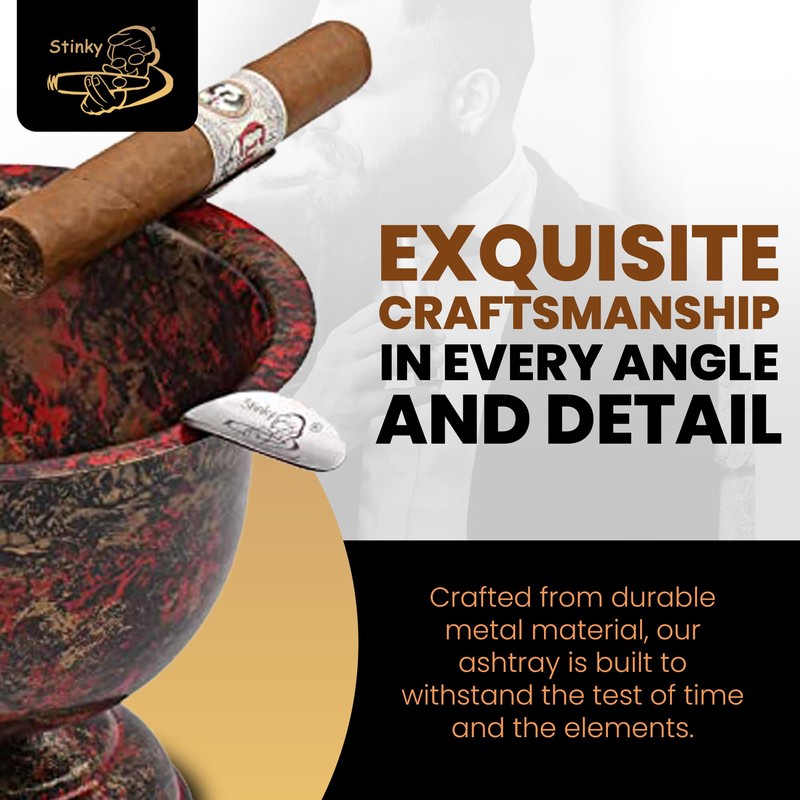 Stinky Cigar Tall Cigar Ashtray with 4 Stirrups for Indoor