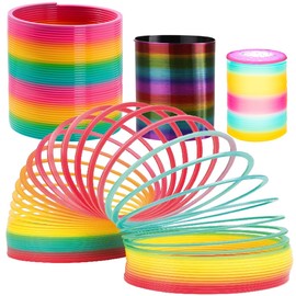 DSL Giant Slinky Toy Set of 3 Spring Toys for Kids - Jumbo Rainbow Slinky Medium Metallic Slinky and Small Slinky with lights - Fidget Toy, Birthday Present, Christmas Stocking Filler, Party Favour