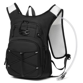 Wotony Lightweight Hydration Backpack with 2LOR 3LWater Bladder for Cycling Hiking Rave - Water Daypack for Men Women (Black, 2L-Bladder)