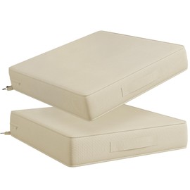 Codi Patio Chair Cushions 19x19 Inch, Waterproof Seat Cushion for Outdoor Furniture with Handles & Adjustable Straps, Fade Resistant - Set of 2, Beige